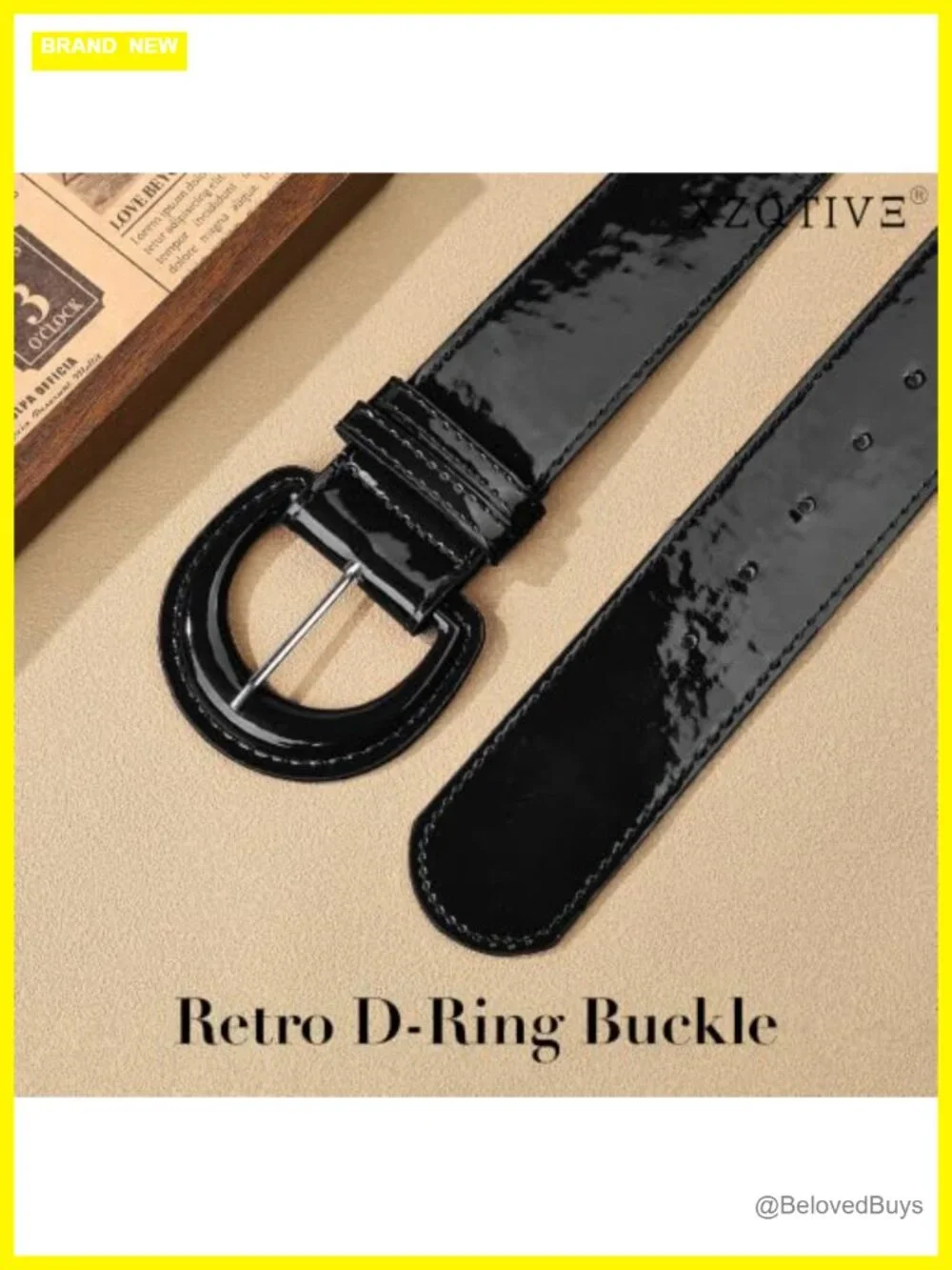 Wide Patent Leather Belt Vintage Buckle Waist Belt for Dresses Jeans Coats
